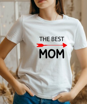 Tricou personalizat "The Best Mom" Alb